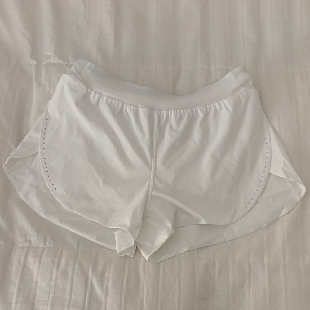 White Lululemon Fast and Free Shorts